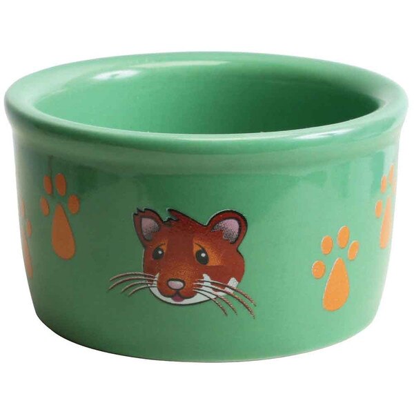 Ceramic Feeder with Pawprint & Hamsters Assorted 3.5 in.