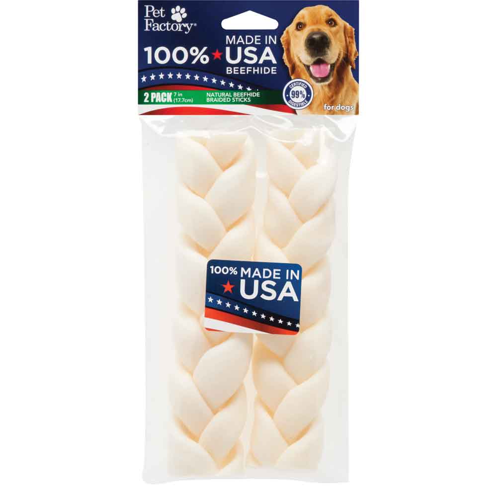 USA Rawhide Beefhide Braid 7 in 2 pk That Pet Place