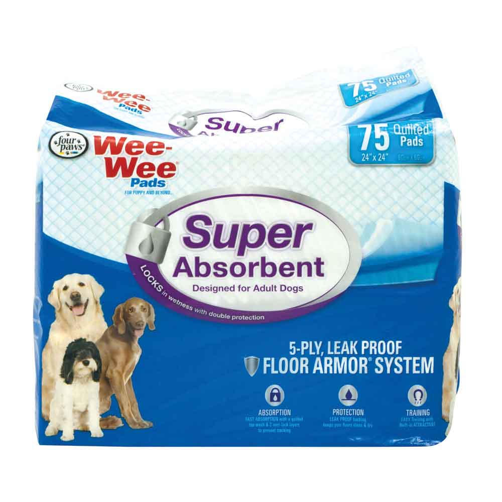 Super Absorbent Wee Wee Pads for Adult Dogs 75 pk