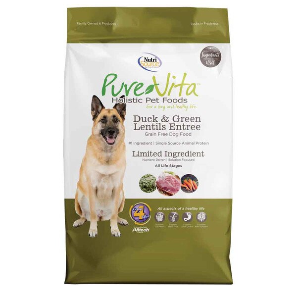 Pure Vita Duck & Green Lentils Dog Food 5 lb.