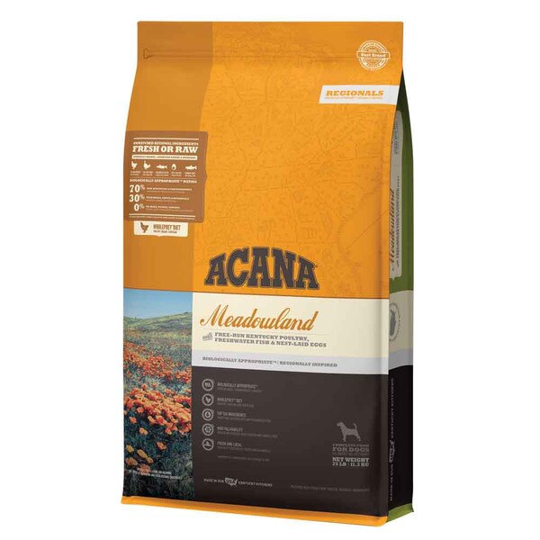 Acana meadowland dog food 25lb clearance