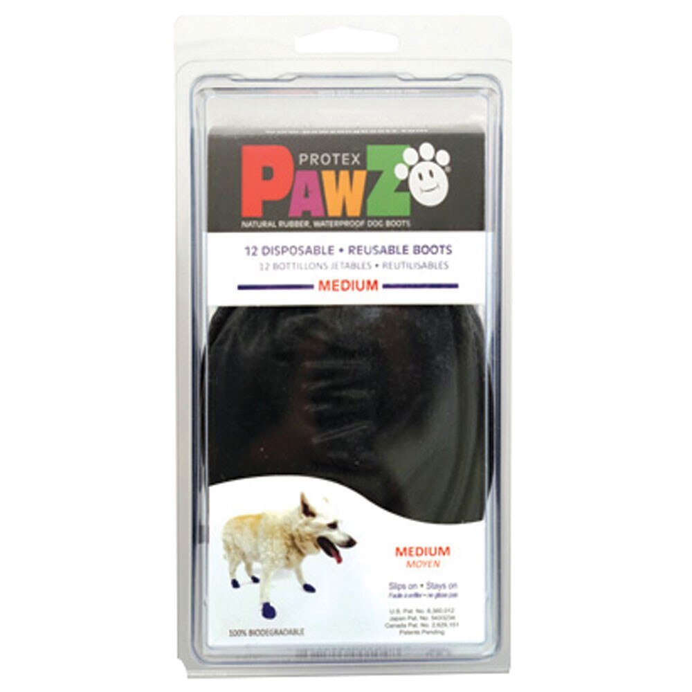 Pawz Dog Boots Medium Black 12 ct