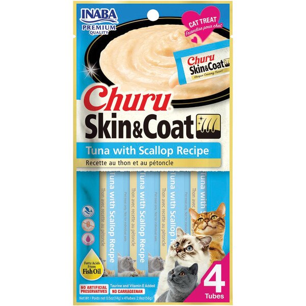 Inaba Churu Skin & Coat Cat Treats Tuna w/Scallop 2 oz
