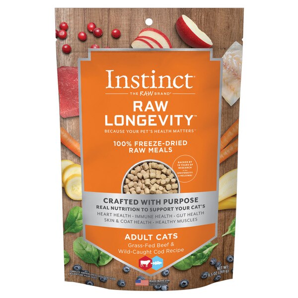 NV INSTINCT LONGEVITY CAT FOOD 100 FD RAW BEEF/COD 9.5 OZ