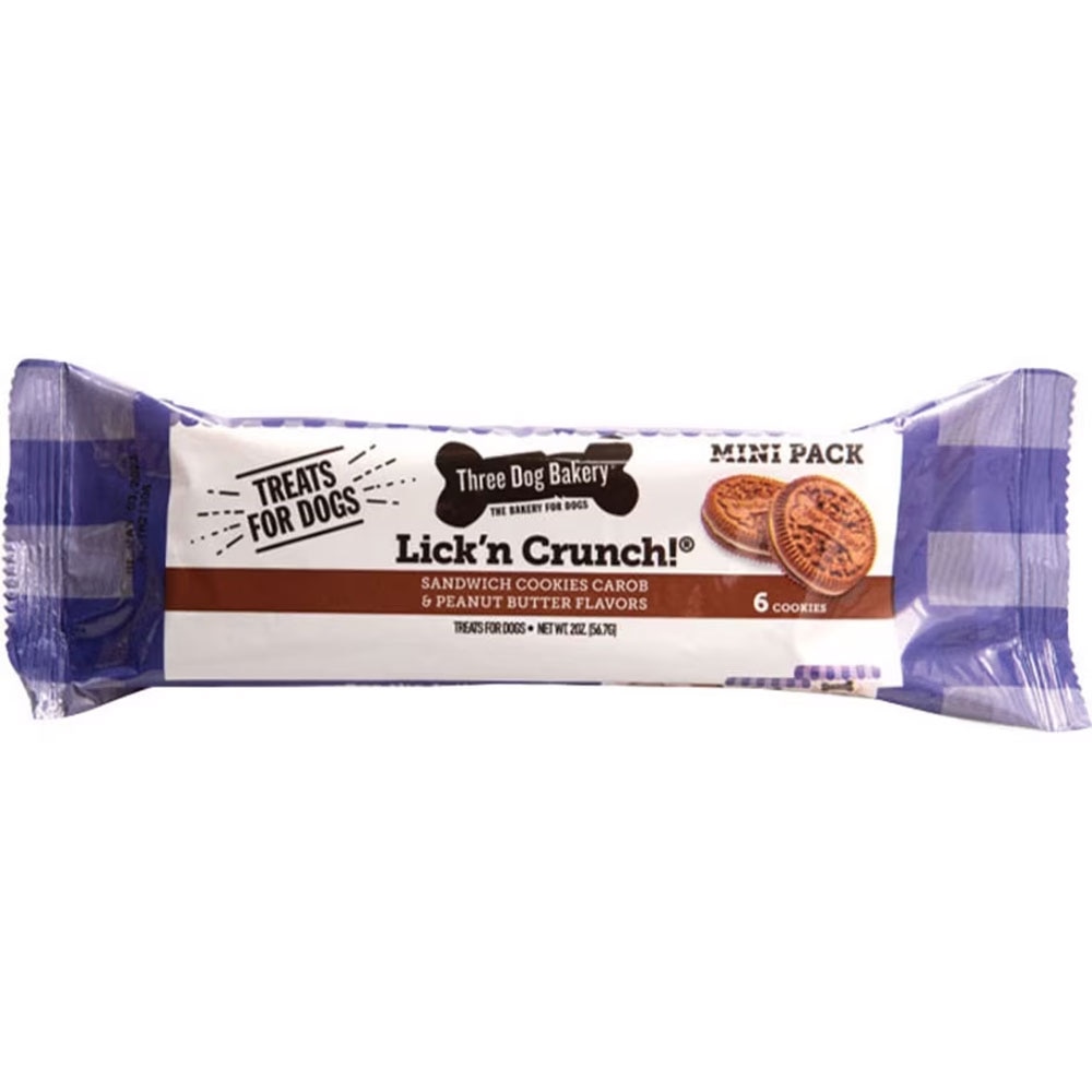 Three Dog Bakery - Lick N Crunch Peanut Butter Dog Cookies 6pk